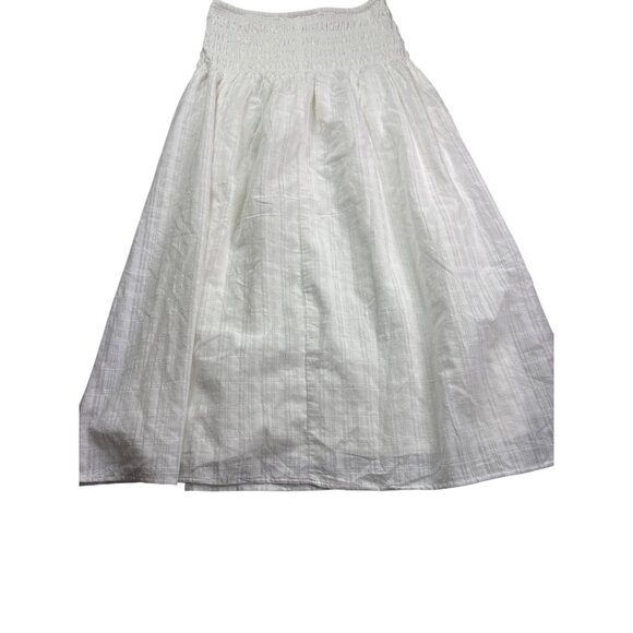 No Boundaries White Midi Skirt Smocked Waist XS (0-2) Gauzy Sheer Cotton Lined - Picture 6 of 9
